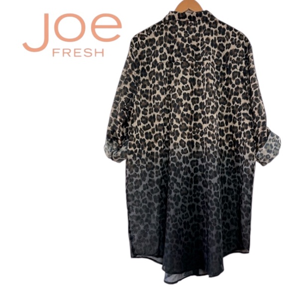 2X Joe Fresh Floaty Chiffon Animal Print Button Down Tunic - Picture 5 of 15